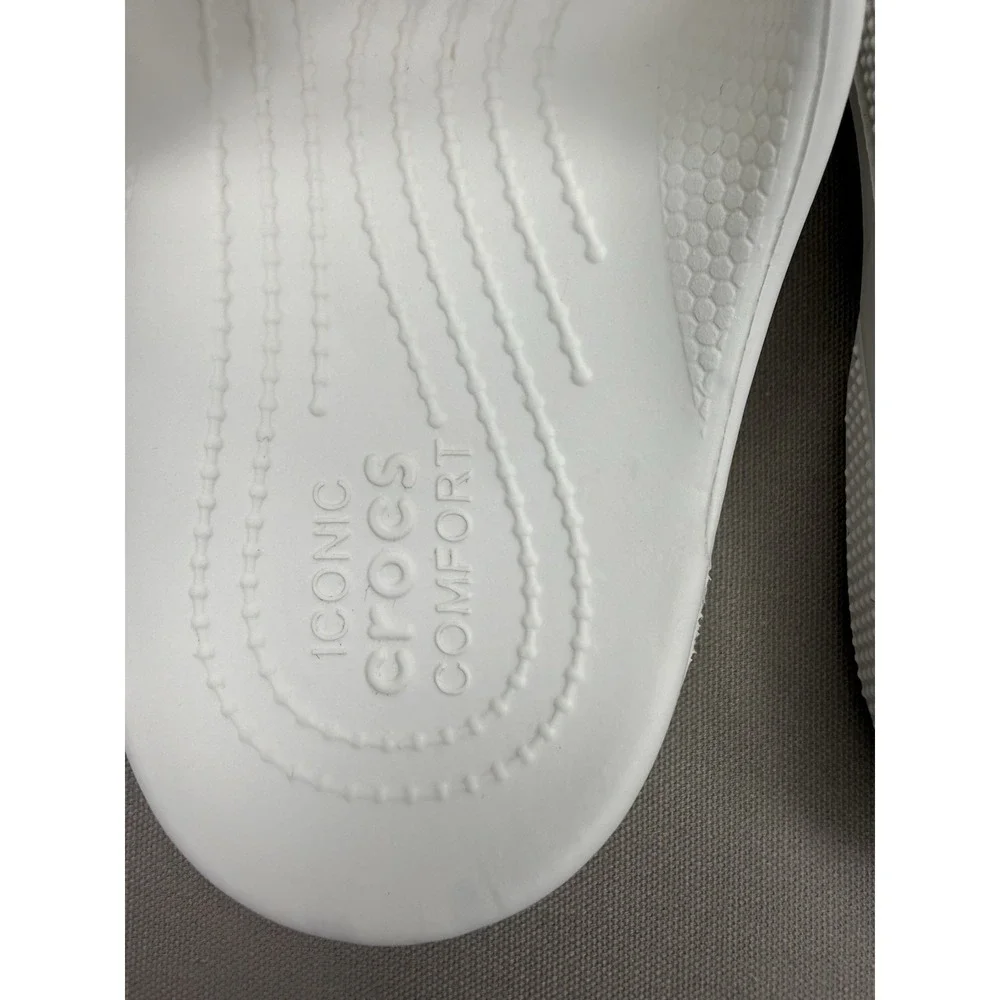 Crocs Slides Women's 9 Iconic Comfort White Sandals Men 7 Outdoor Summer Water